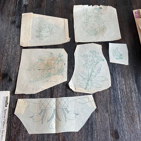 Vintage 50s 60s 70s 80s Large Lot Iron On Applique Embroidery Sewing Patterns - Picture 6 of 13